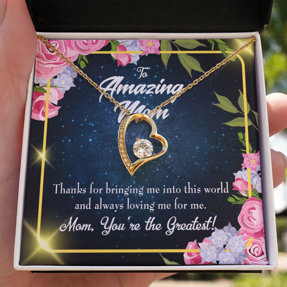 To Mom You're the Greatest Forever Necklace w Message Card-Express Your Love Gifts