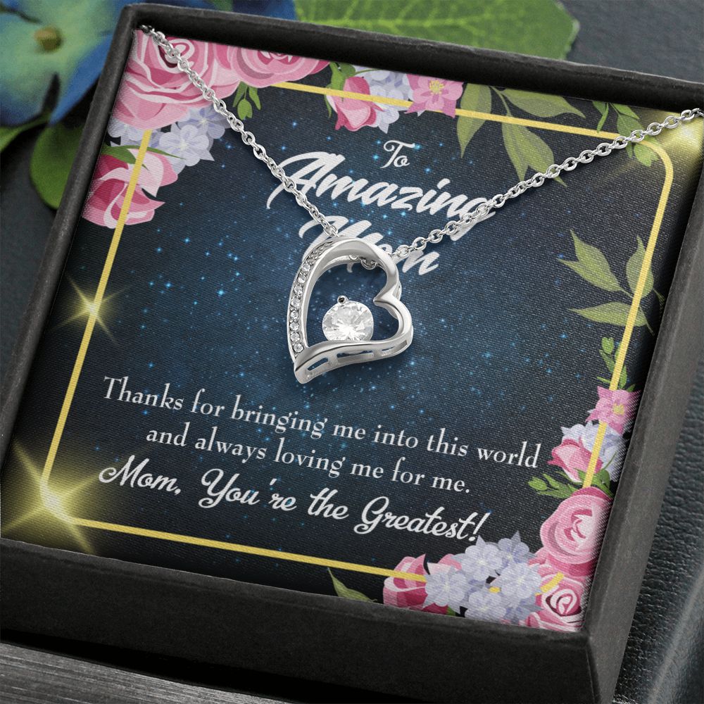 To Mom You're the Greatest Forever Necklace w Message Card-Express Your Love Gifts