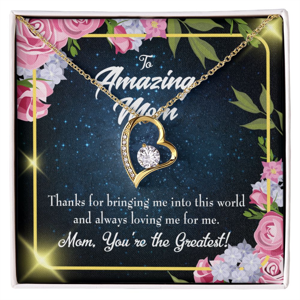 To Mom You're the Greatest Forever Necklace w Message Card-Express Your Love Gifts