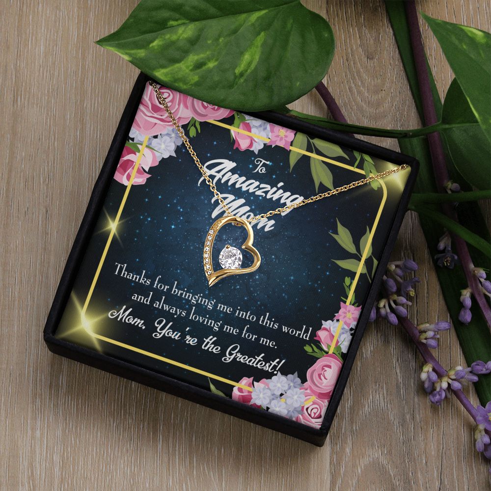 To Mom You're the Greatest Forever Necklace w Message Card-Express Your Love Gifts