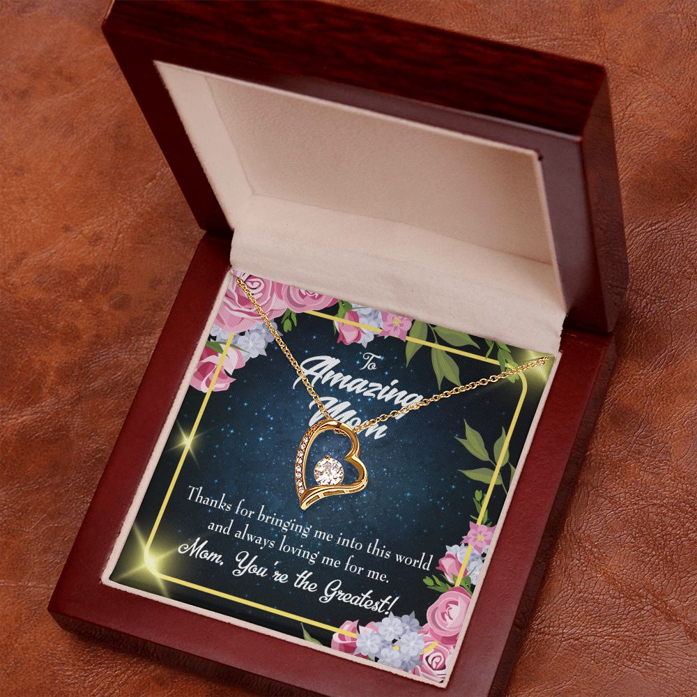 To Mom You're the Greatest Forever Necklace w Message Card-Express Your Love Gifts