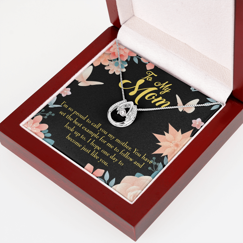 To Mother I'm so Proud Lucky Horseshoe Necklace Message Card 14k w CZ Crystals-Express Your Love Gifts