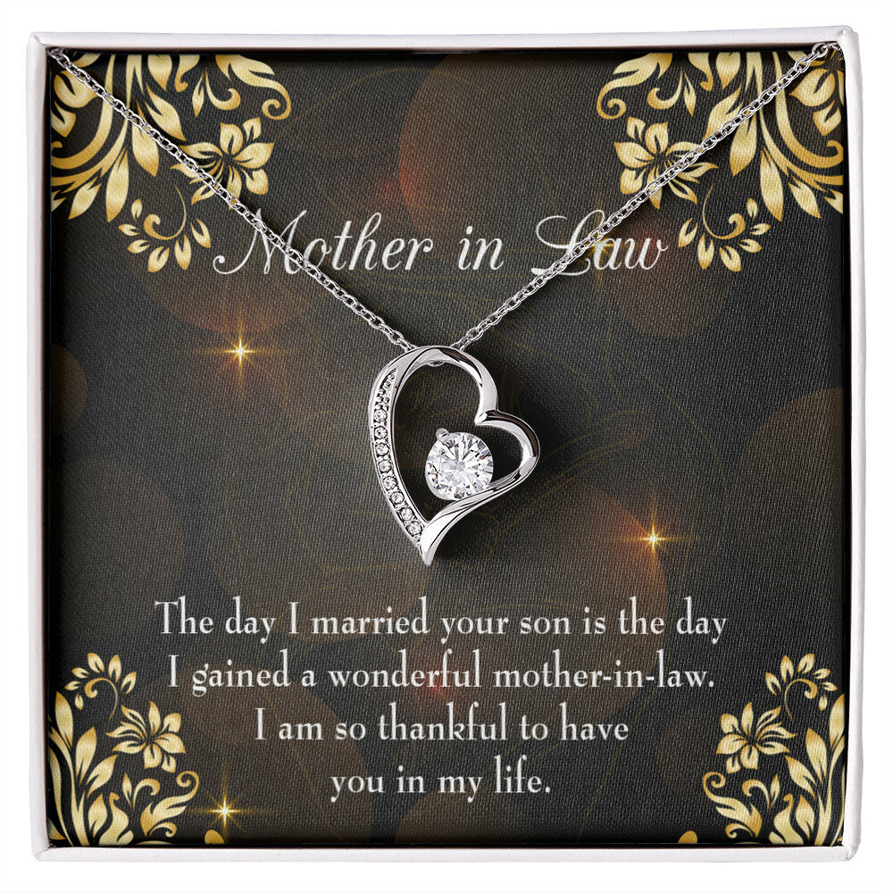 To Mother-in-Law A Wonderful Mother-in-Law Forever Necklace w Message Card-Express Your Love Gifts