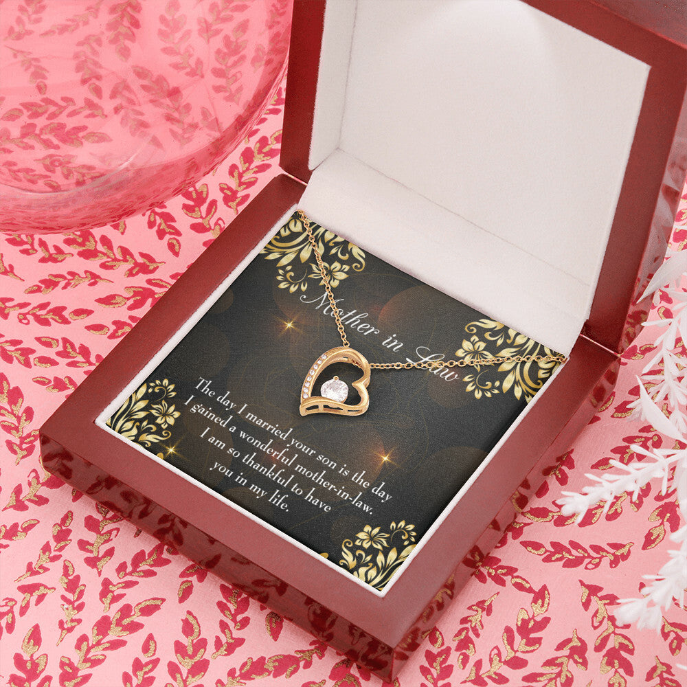 To Mother-in-Law A Wonderful Mother-in-Law Forever Necklace w Message Card-Express Your Love Gifts