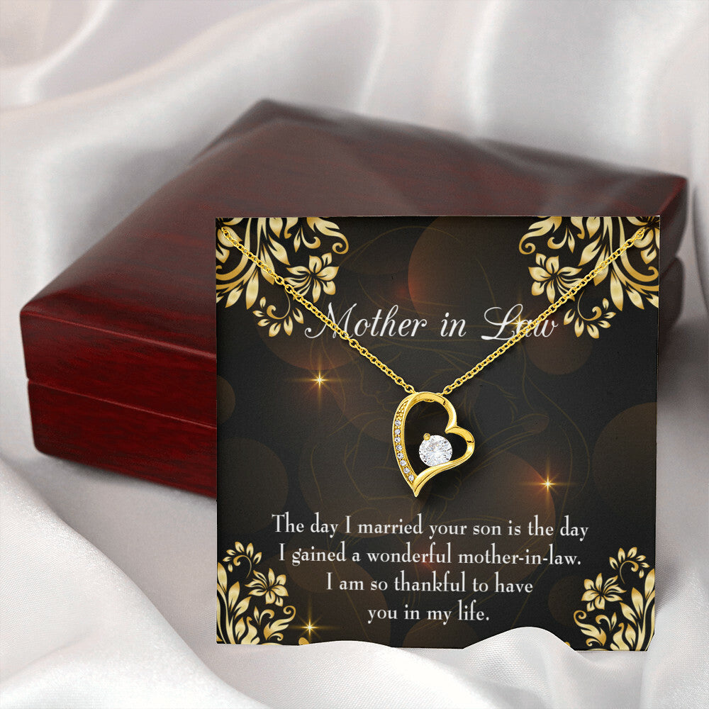 To Mother-in-Law A Wonderful Mother-in-Law Forever Necklace w Message Card-Express Your Love Gifts