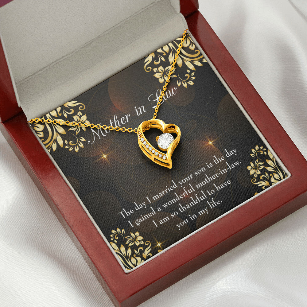 To Mother-in-Law A Wonderful Mother-in-Law Forever Necklace w Message Card-Express Your Love Gifts