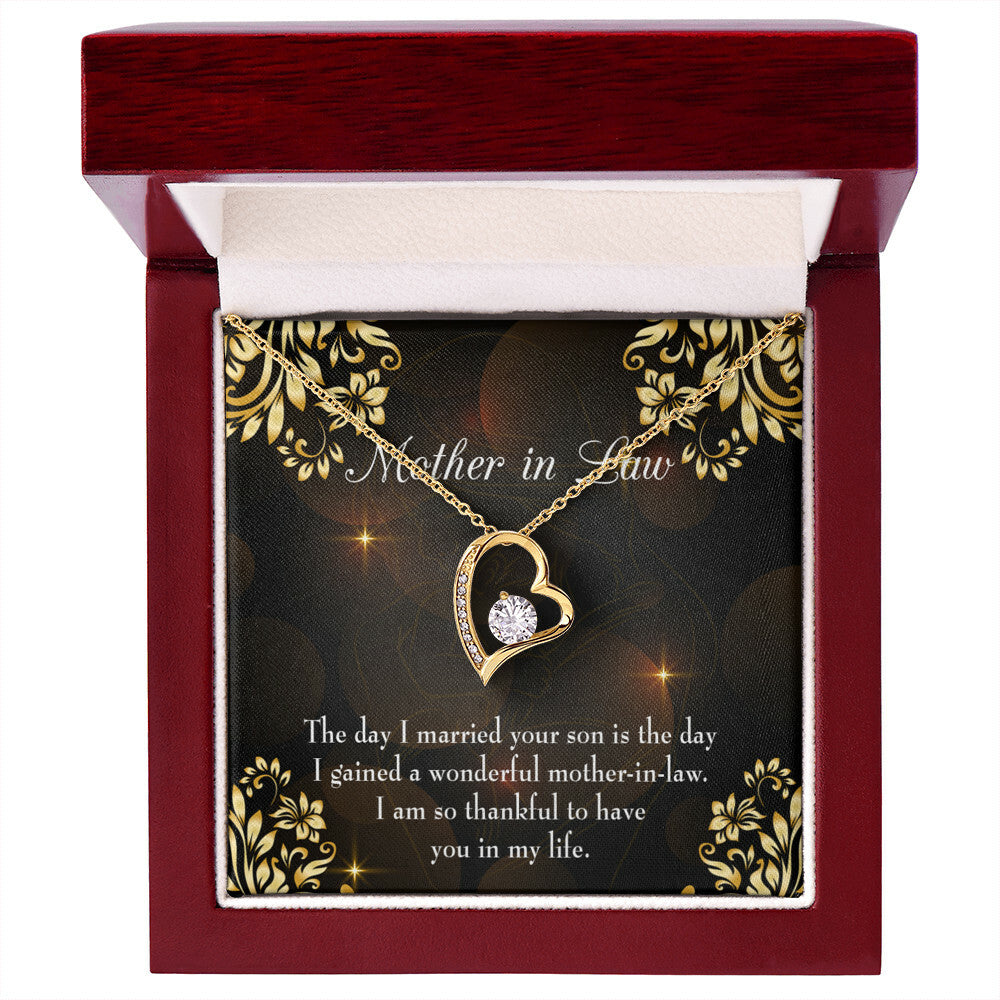 To Mother-in-Law A Wonderful Mother-in-Law Forever Necklace w Message Card-Express Your Love Gifts