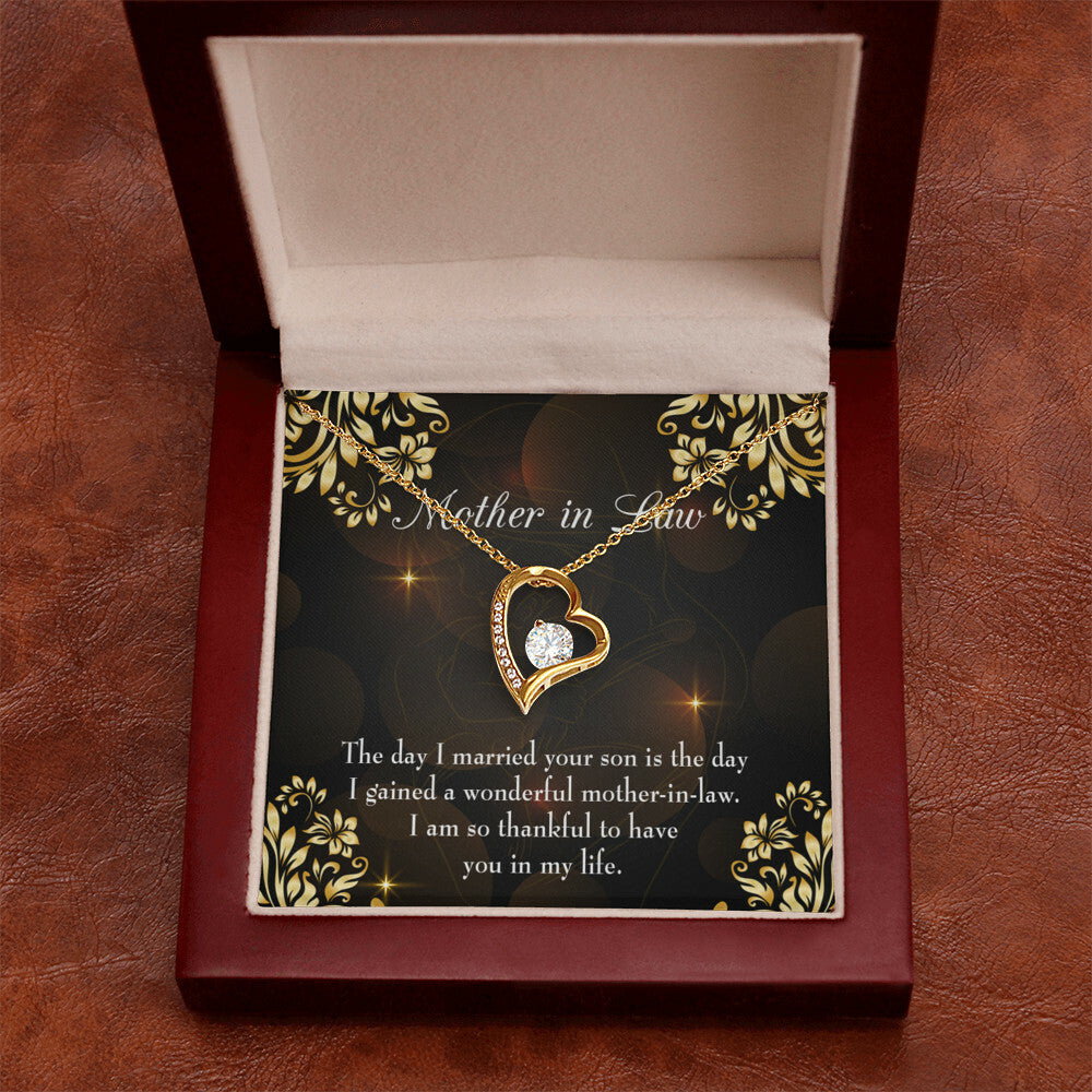 To Mother-in-Law A Wonderful Mother-in-Law Forever Necklace w Message Card-Express Your Love Gifts