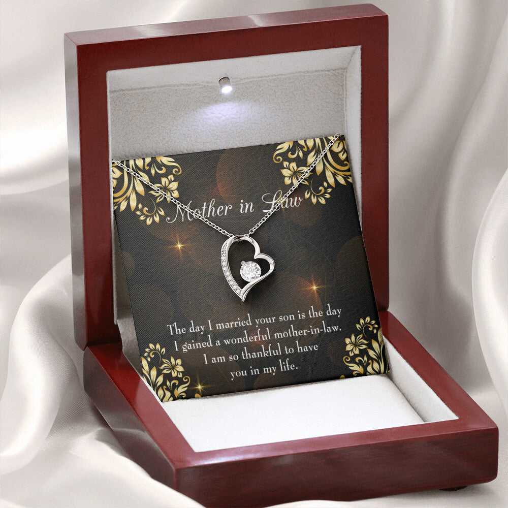 To Mother-in-Law A Wonderful Mother-in-Law Forever Necklace w Message Card-Express Your Love Gifts