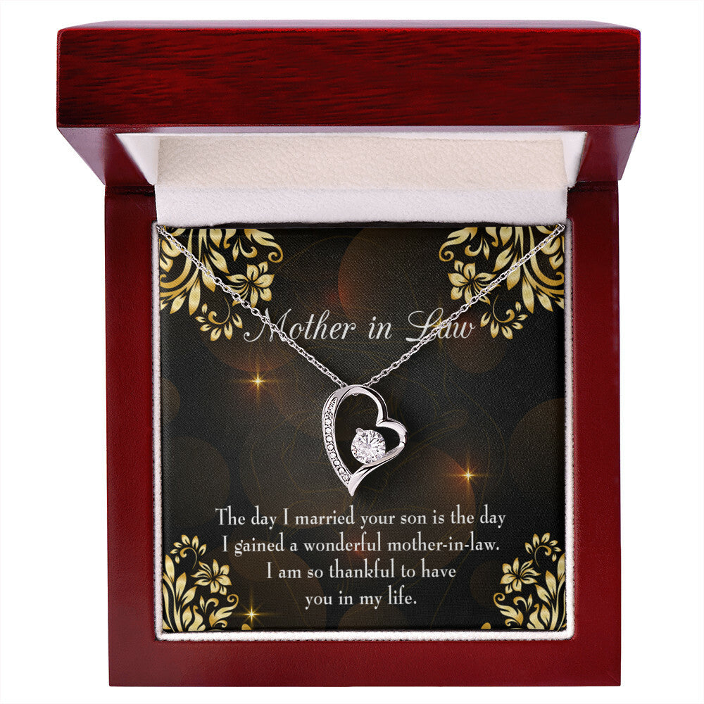 To Mother-in-Law A Wonderful Mother-in-Law Forever Necklace w Message Card-Express Your Love Gifts