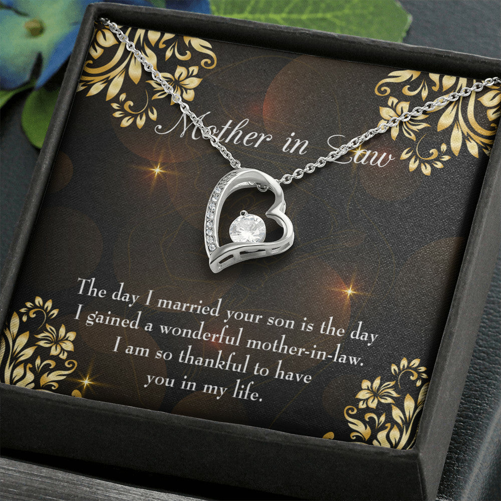 To Mother-in-Law A Wonderful Mother-in-Law Forever Necklace w Message Card-Express Your Love Gifts