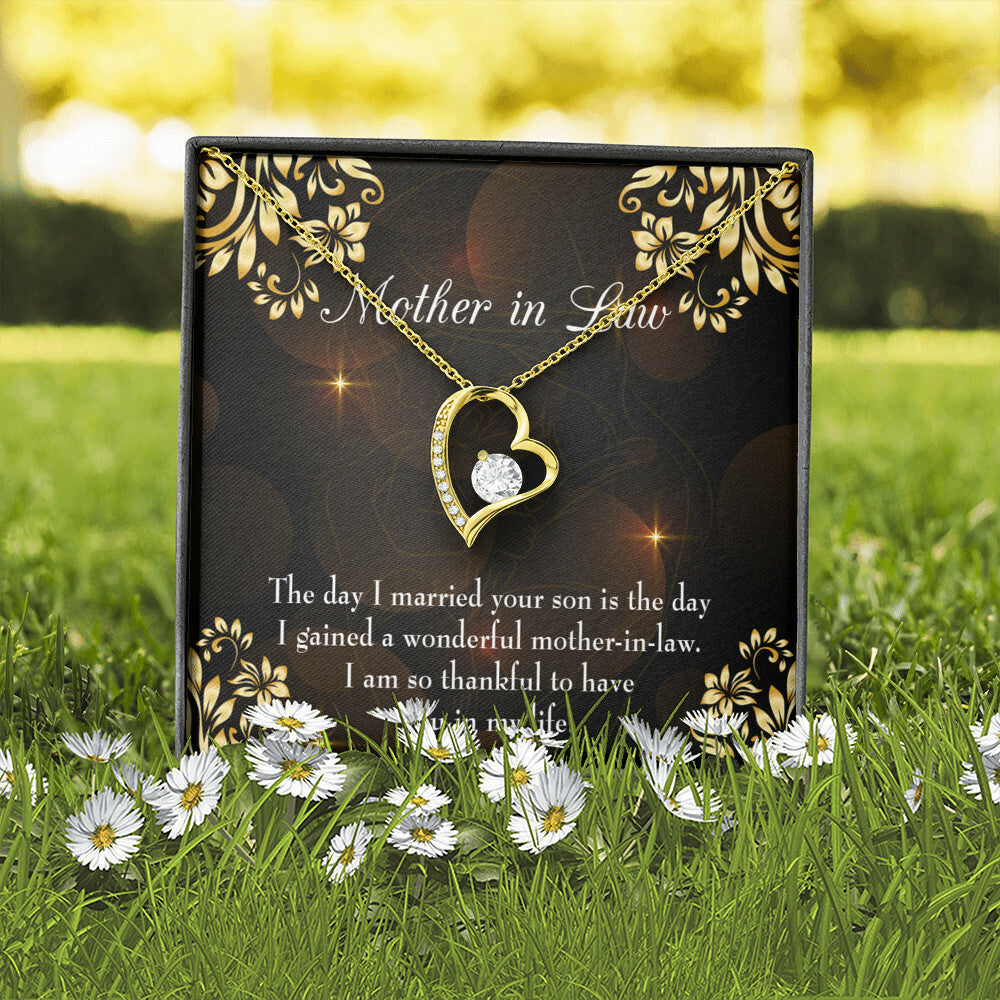 To Mother-in-Law A Wonderful Mother-in-Law Forever Necklace w Message Card-Express Your Love Gifts