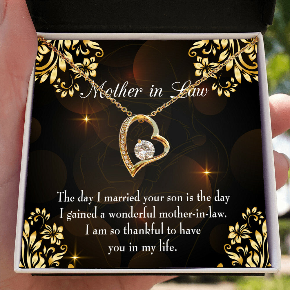 To Mother-in-Law A Wonderful Mother-in-Law Forever Necklace w Message Card-Express Your Love Gifts