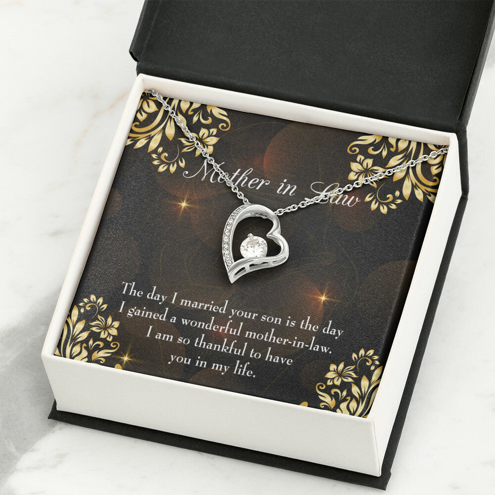 To Mother-in-Law A Wonderful Mother-in-Law Forever Necklace w Message Card-Express Your Love Gifts