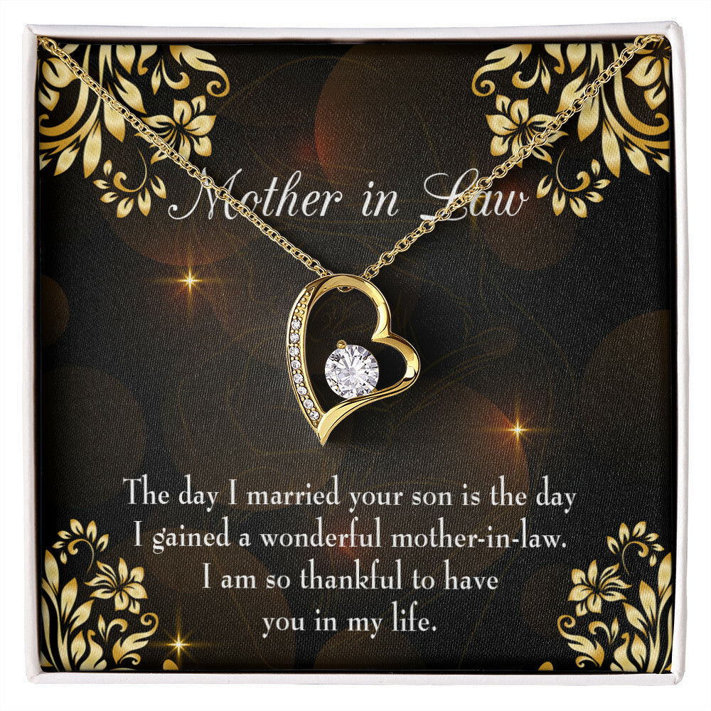 To Mother-in-Law A Wonderful Mother-in-Law Forever Necklace w Message Card-Express Your Love Gifts