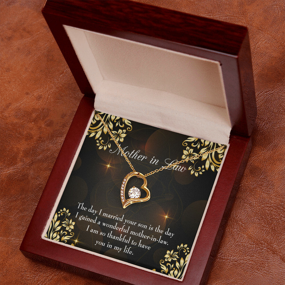 To Mother-in-Law A Wonderful Mother-in-Law Forever Necklace w Message Card-Express Your Love Gifts