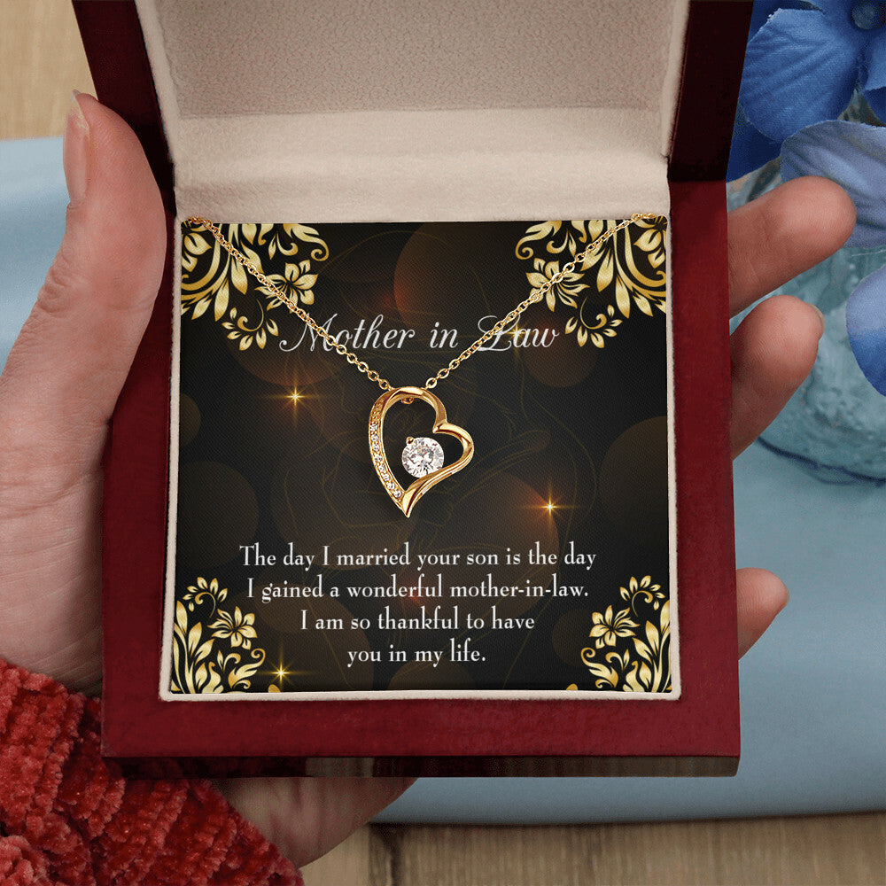 To Mother-in-Law A Wonderful Mother-in-Law Forever Necklace w Message Card-Express Your Love Gifts