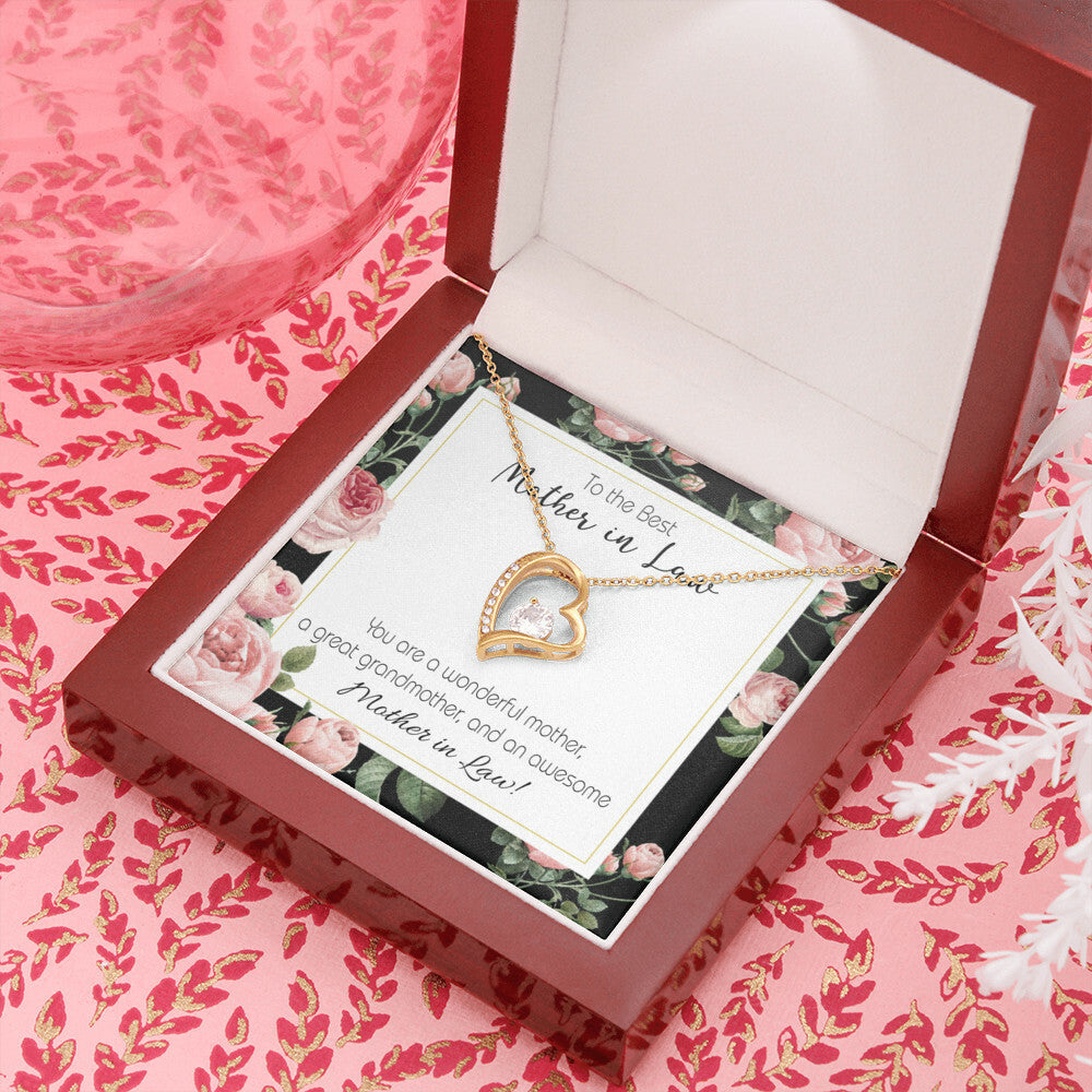 To Mother-in-Law Awesome Mother-in-Law Forever Necklace w Message Card-Express Your Love Gifts