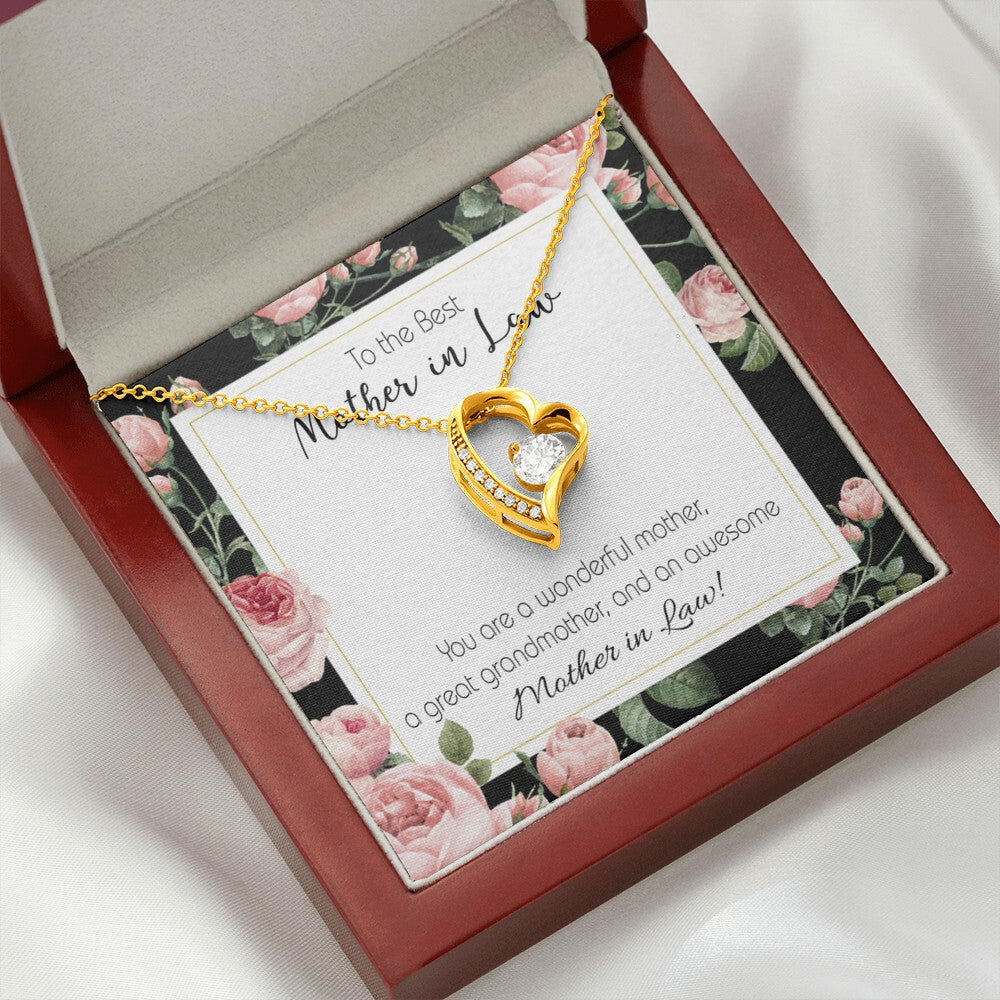 To Mother-in-Law Awesome Mother-in-Law Forever Necklace w Message Card-Express Your Love Gifts