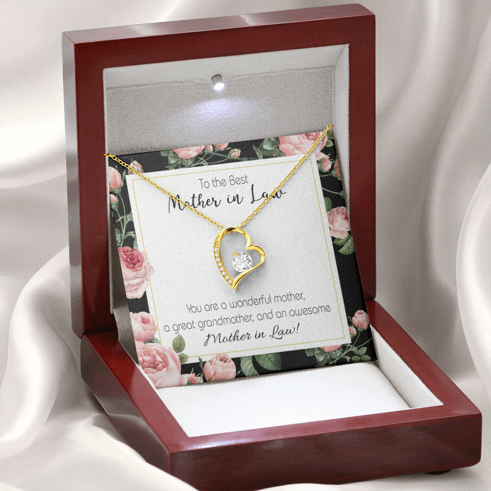 To Mother-in-Law Awesome Mother-in-Law Forever Necklace w Message Card-Express Your Love Gifts