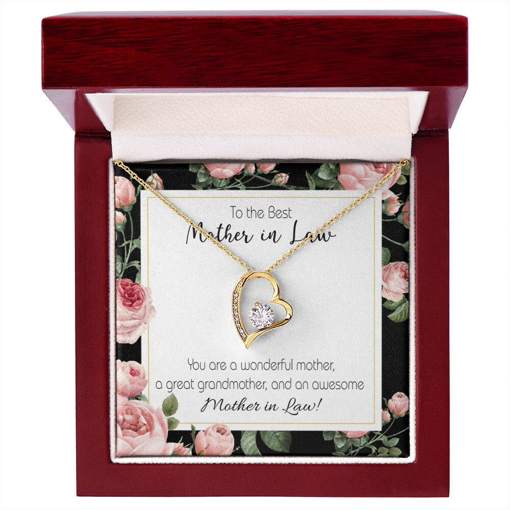 To Mother-in-Law Awesome Mother-in-Law Forever Necklace w Message Card-Express Your Love Gifts