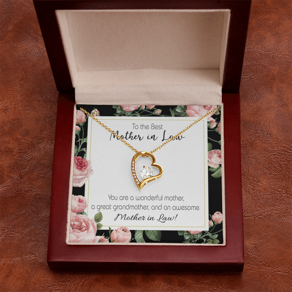 To Mother-in-Law Awesome Mother-in-Law Forever Necklace w Message Card-Express Your Love Gifts