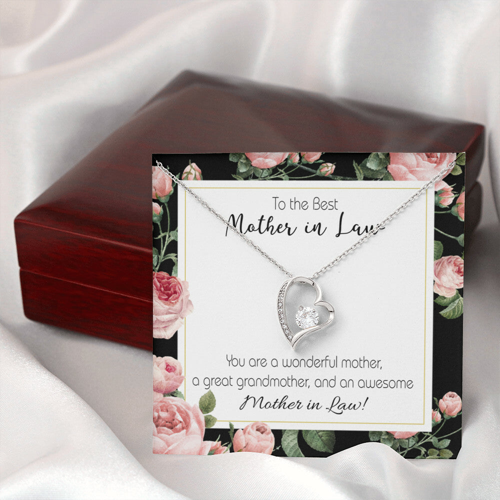 To Mother-in-Law Awesome Mother-in-Law Forever Necklace w Message Card-Express Your Love Gifts