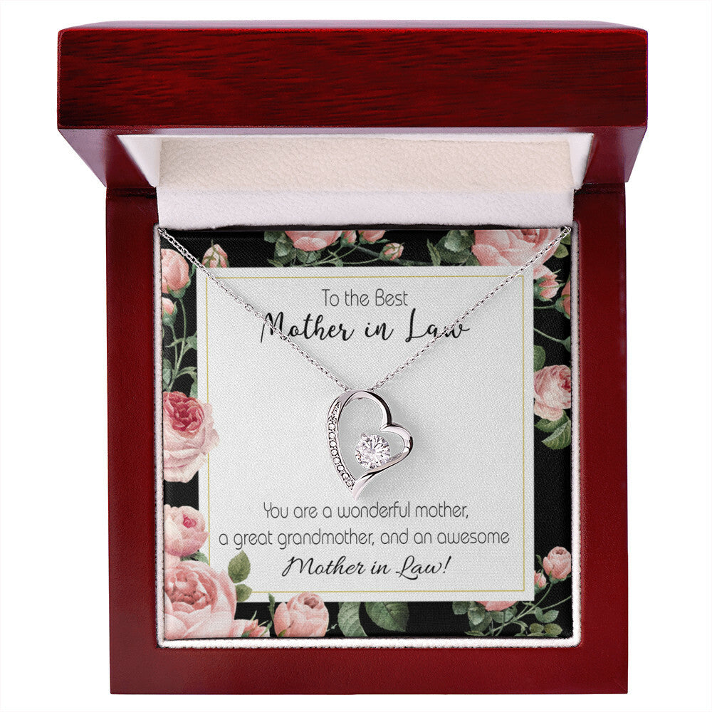 To Mother-in-Law Awesome Mother-in-Law Forever Necklace w Message Card-Express Your Love Gifts