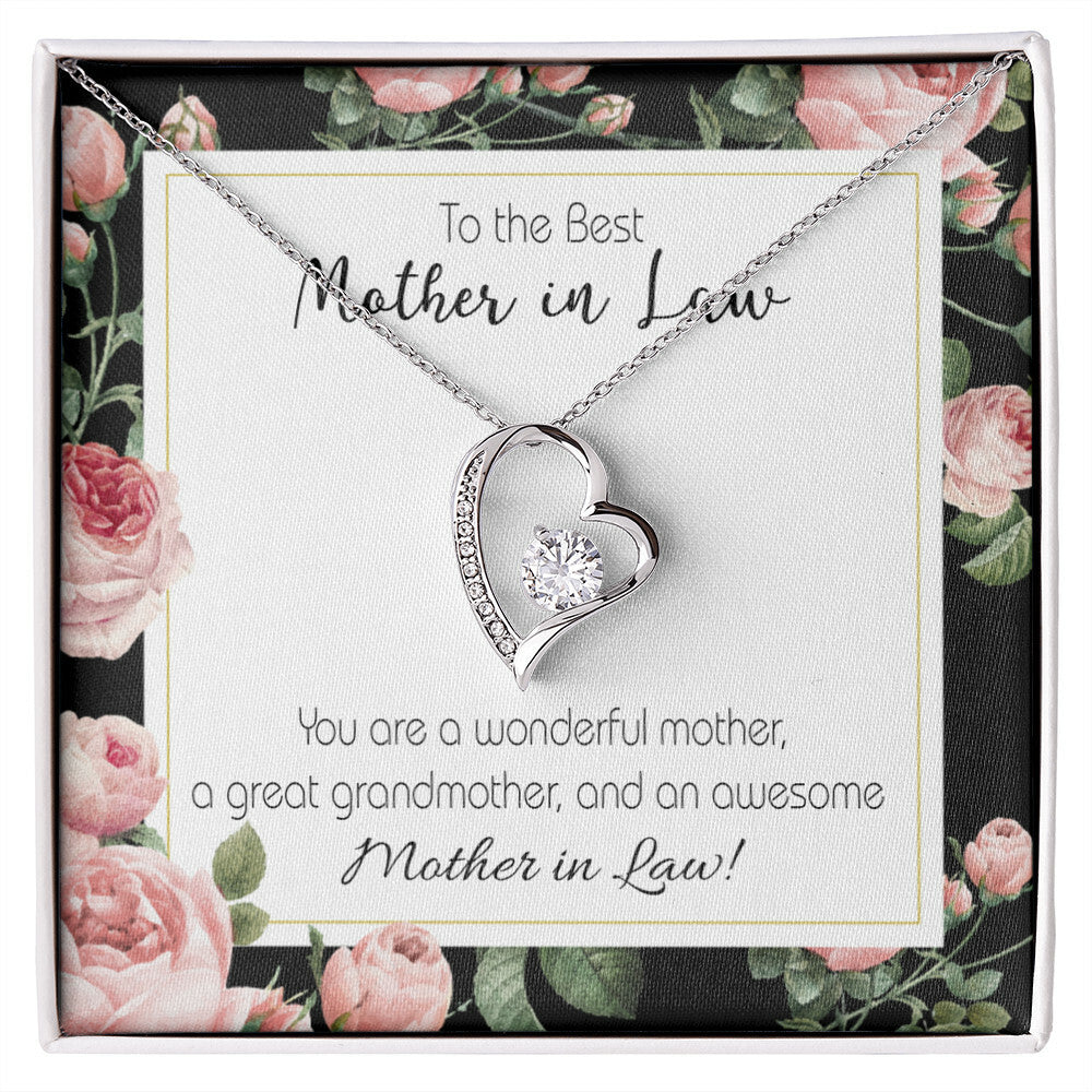 To Mother-in-Law Awesome Mother-in-Law Forever Necklace w Message Card-Express Your Love Gifts