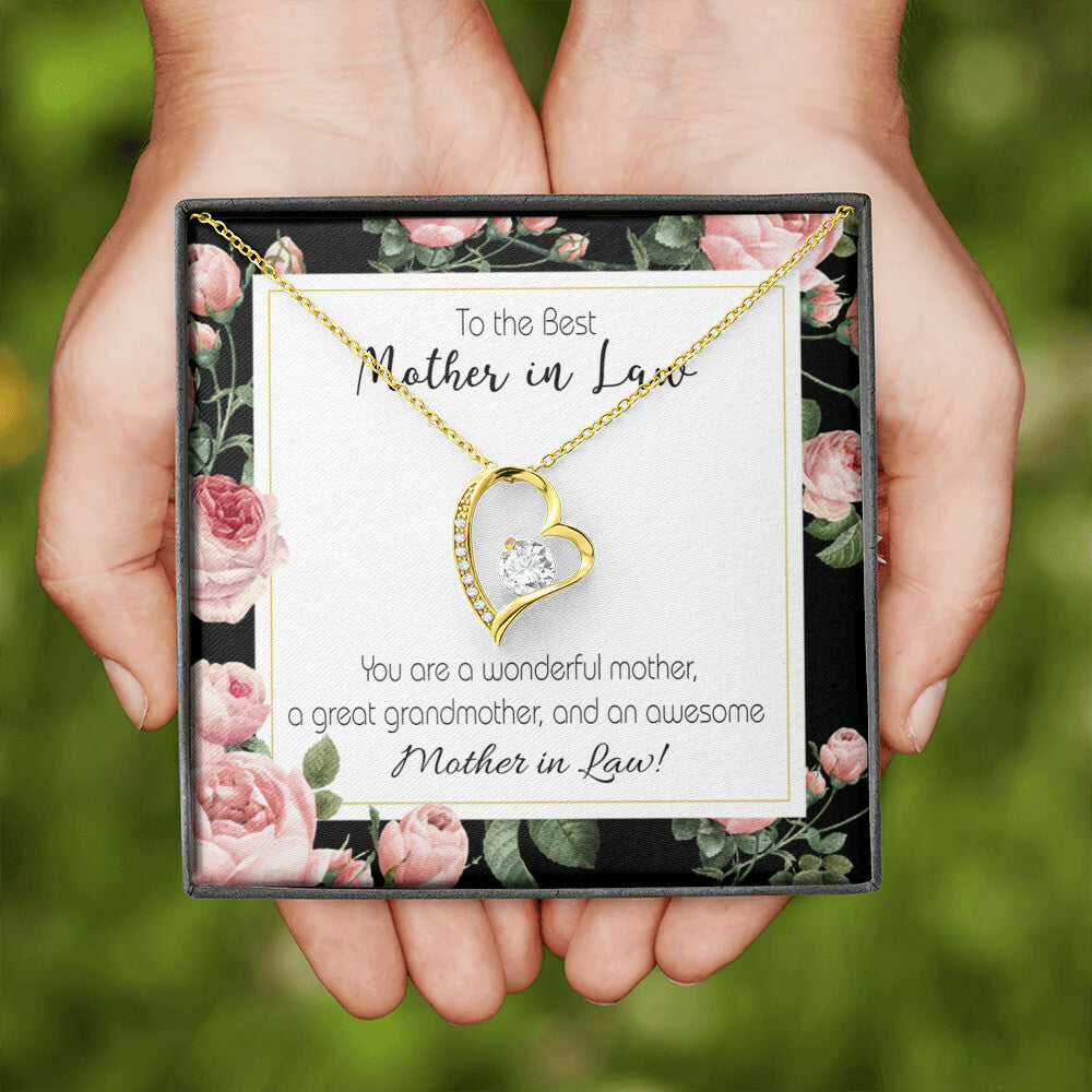 To Mother-in-Law Awesome Mother-in-Law Forever Necklace w Message Card-Express Your Love Gifts