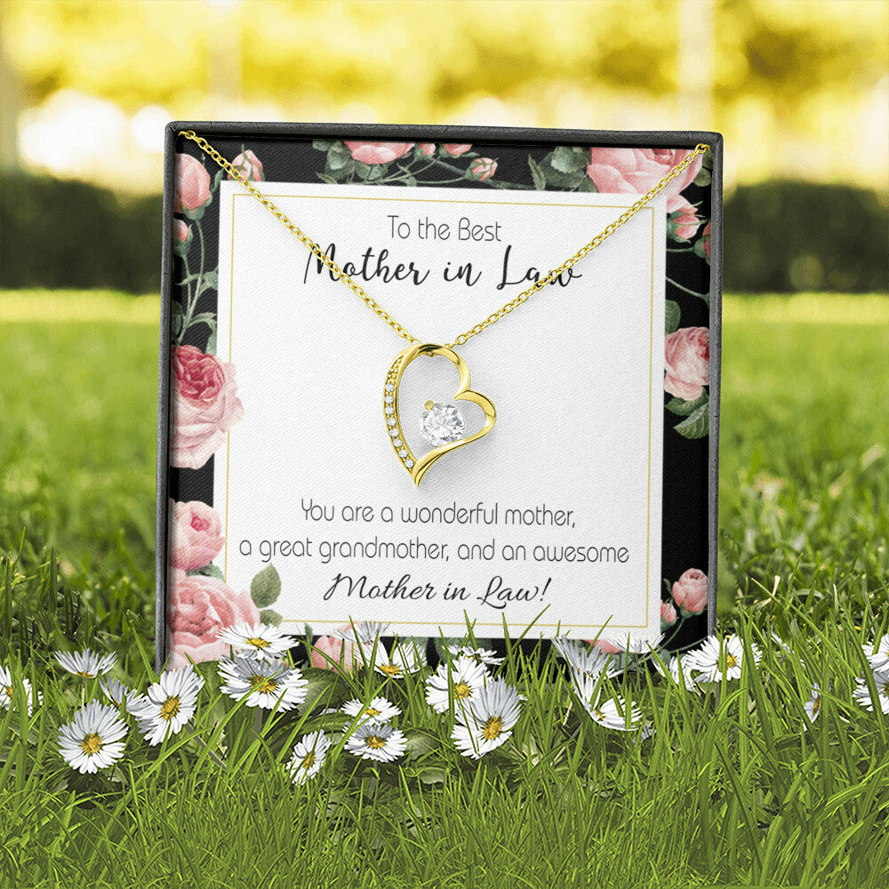 To Mother-in-Law Awesome Mother-in-Law Forever Necklace w Message Card-Express Your Love Gifts