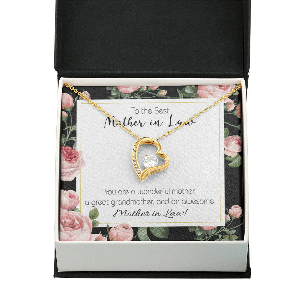 To Mother-in-Law Awesome Mother-in-Law Forever Necklace w Message Card-Express Your Love Gifts