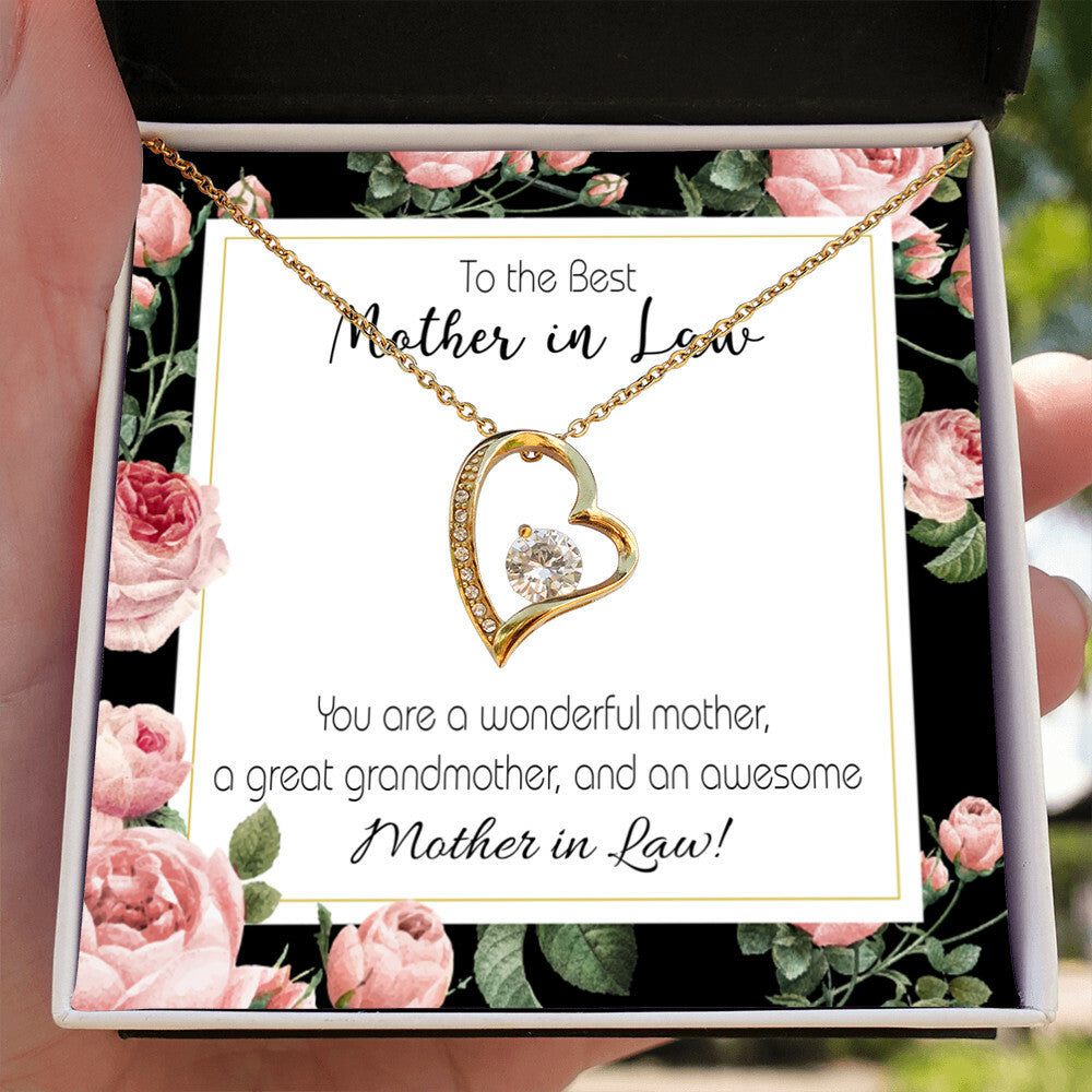 To Mother-in-Law Awesome Mother-in-Law Forever Necklace w Message Card-Express Your Love Gifts