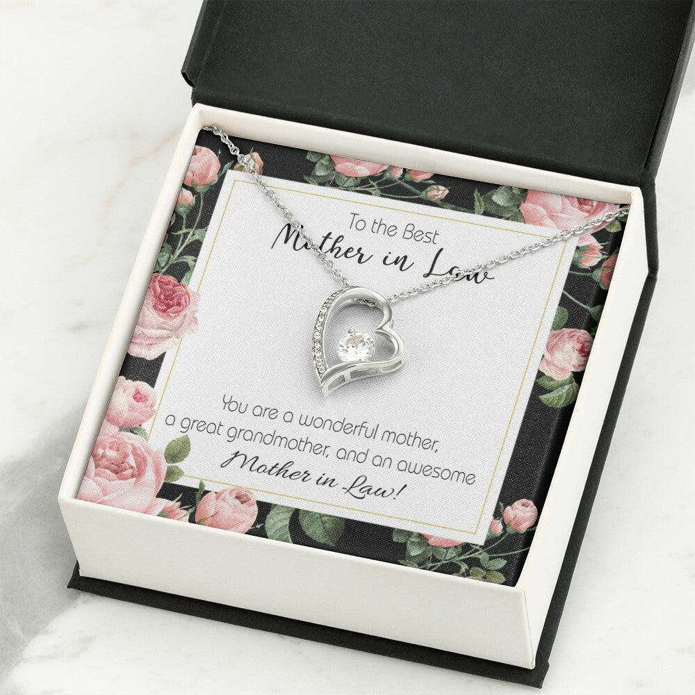 To Mother-in-Law Awesome Mother-in-Law Forever Necklace w Message Card-Express Your Love Gifts