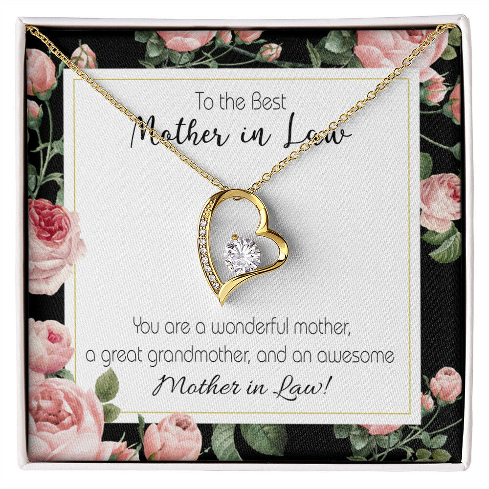 To Mother-in-Law Awesome Mother-in-Law Forever Necklace w Message Card-Express Your Love Gifts