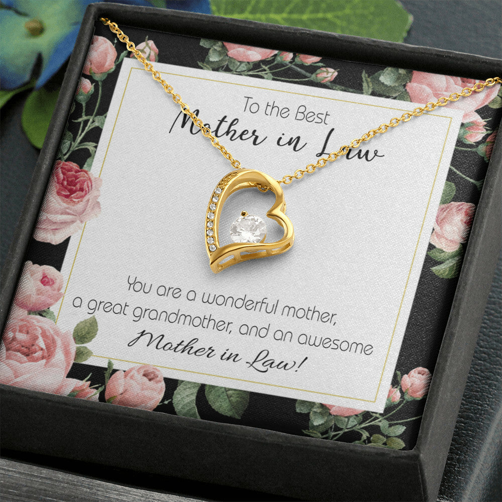 To Mother-in-Law Awesome Mother-in-Law Forever Necklace w Message Card-Express Your Love Gifts