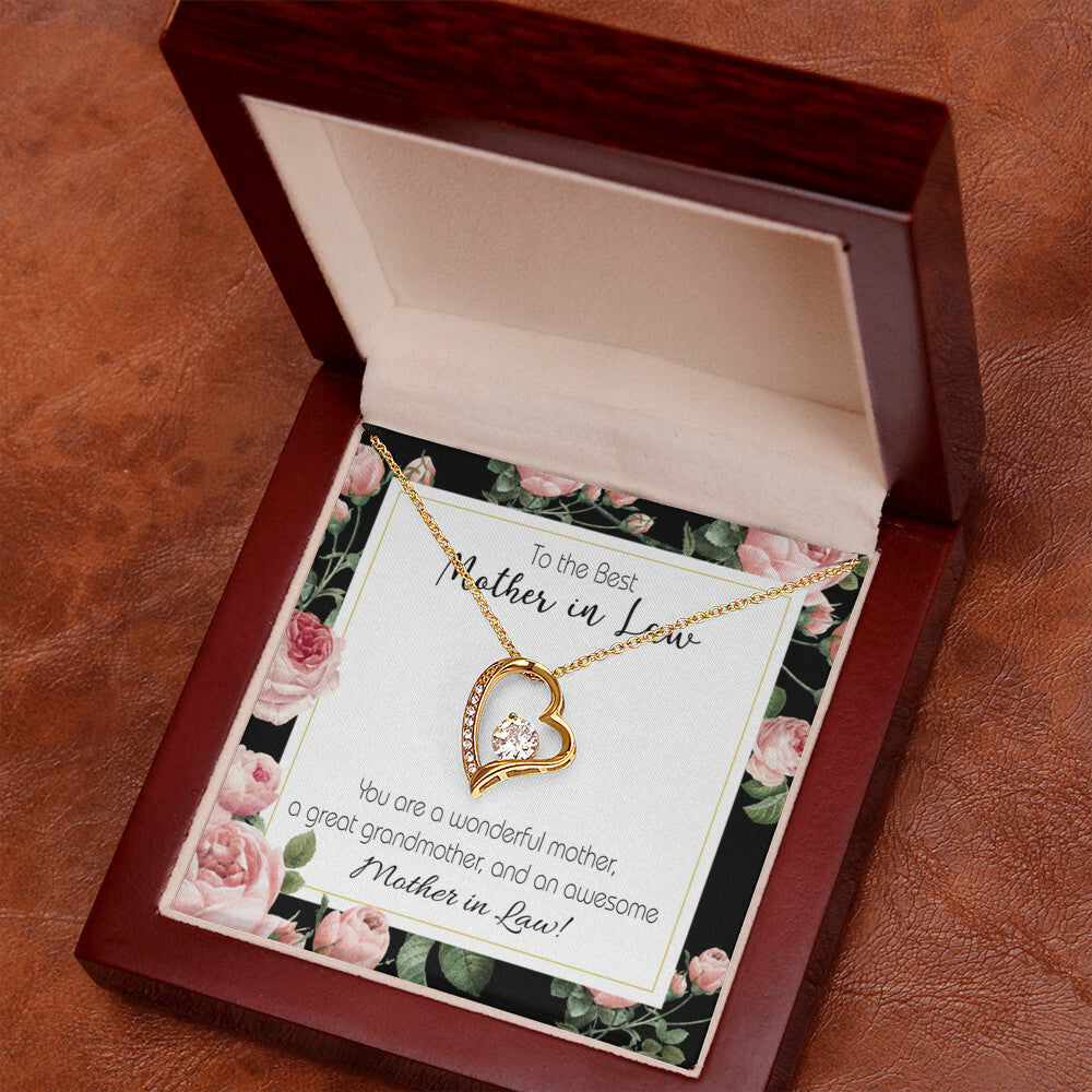 To Mother-in-Law Awesome Mother-in-Law Forever Necklace w Message Card-Express Your Love Gifts