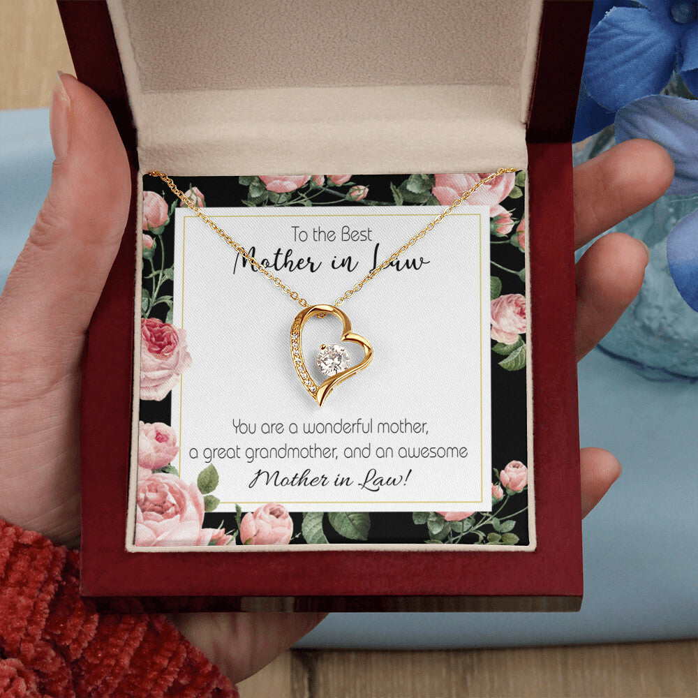 To Mother-in-Law Awesome Mother-in-Law Forever Necklace w Message Card-Express Your Love Gifts