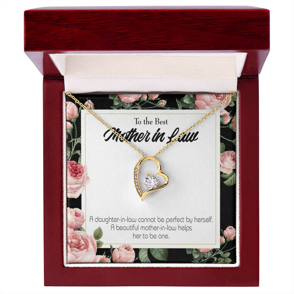 To Mother-in-Law Cannot Be Perfect Forever Necklace w Message Card-Express Your Love Gifts