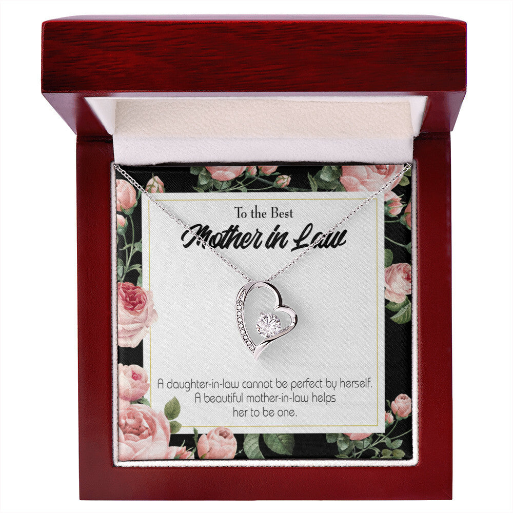 To Mother-in-Law Cannot Be Perfect Forever Necklace w Message Card-Express Your Love Gifts