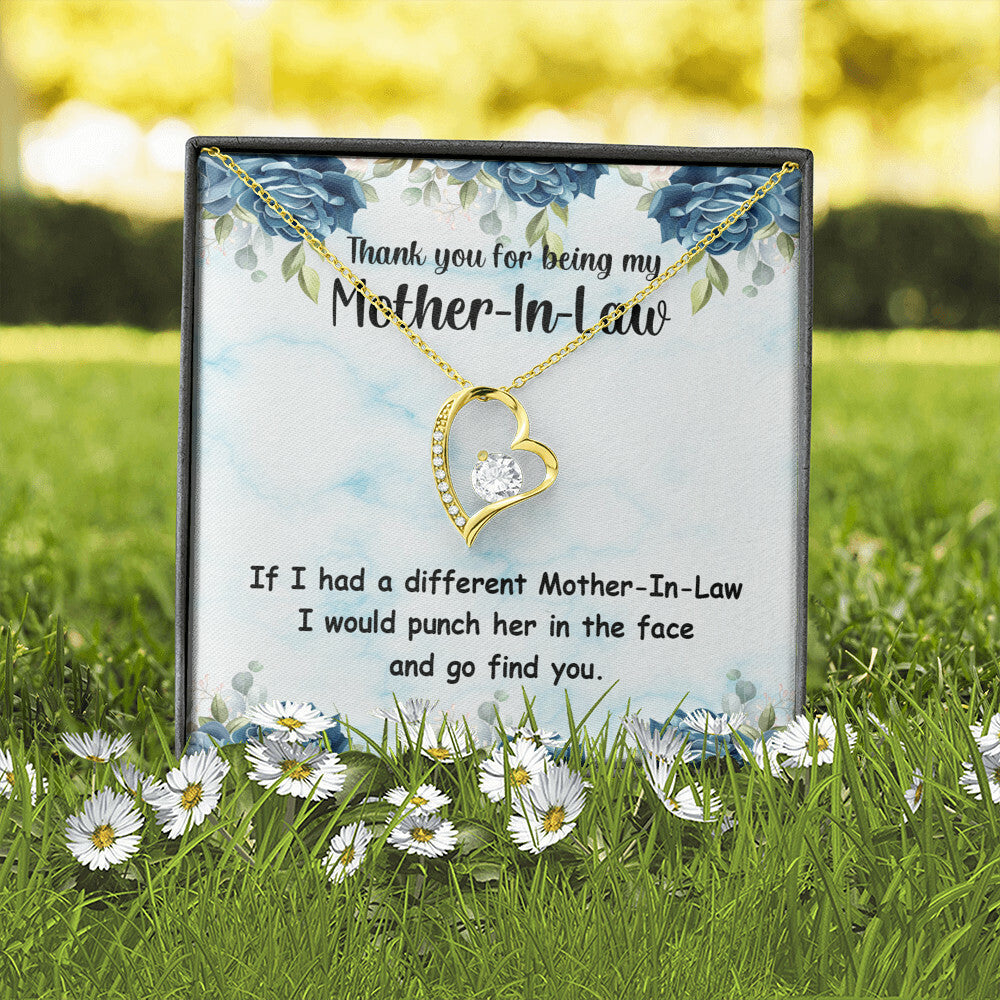 To Mother-in-Law Different Mother-in-Law Forever Necklace w Message Card-Express Your Love Gifts