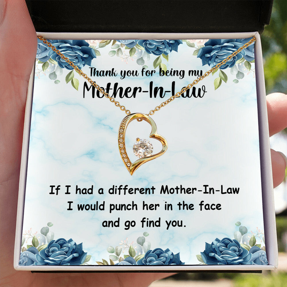 To Mother-in-Law Different Mother-in-Law Forever Necklace w Message Card-Express Your Love Gifts