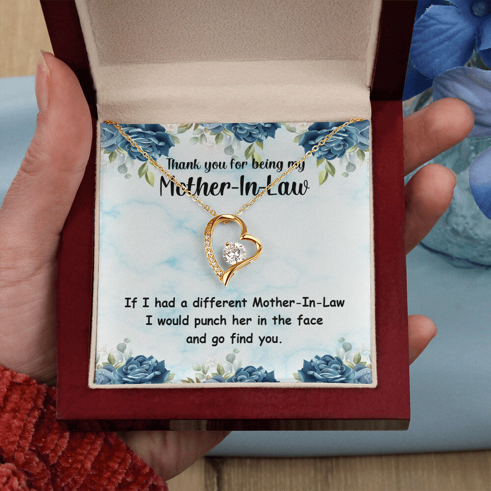 To Mother-in-Law Different Mother-in-Law Forever Necklace w Message Card-Express Your Love Gifts