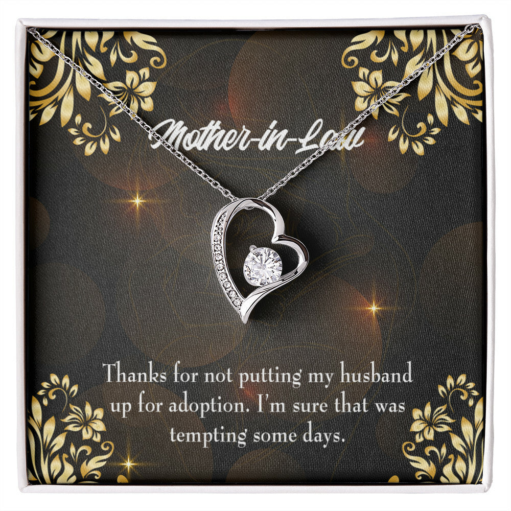 To Mother-in-Law Funny Mother-in-Law Message Forever Necklace w Message Card-Express Your Love Gifts