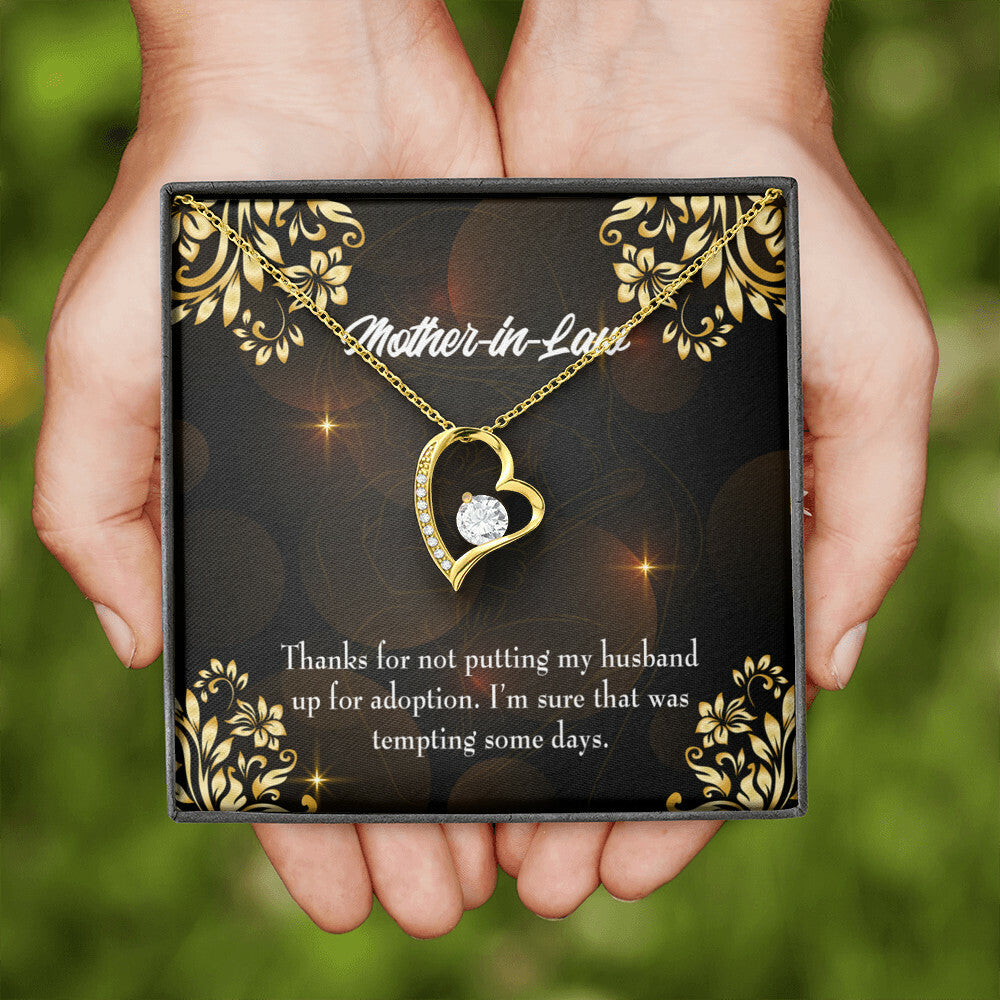 To Mother-in-Law Funny Mother-in-Law Message Forever Necklace w Message Card-Express Your Love Gifts