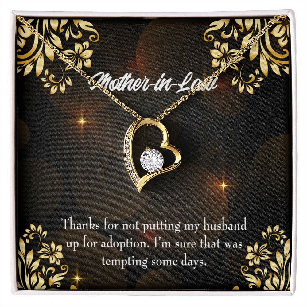 To Mother-in-Law Funny Mother-in-Law Message Forever Necklace w Message Card-Express Your Love Gifts