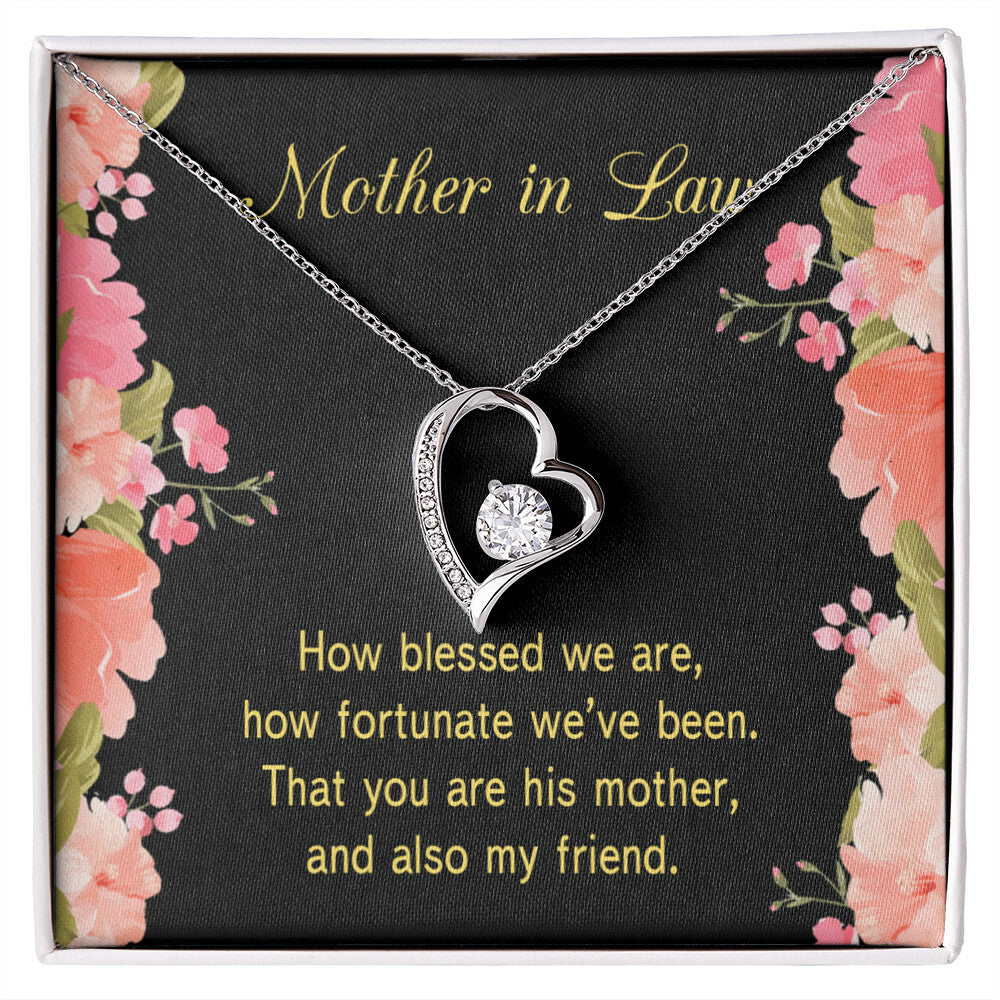 To Mother-in-Law How Fortunate Forever Necklace w Message Card-Express Your Love Gifts