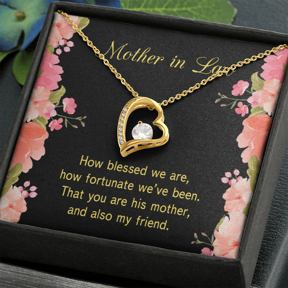 To Mother-in-Law How Fortunate Forever Necklace w Message Card-Express Your Love Gifts