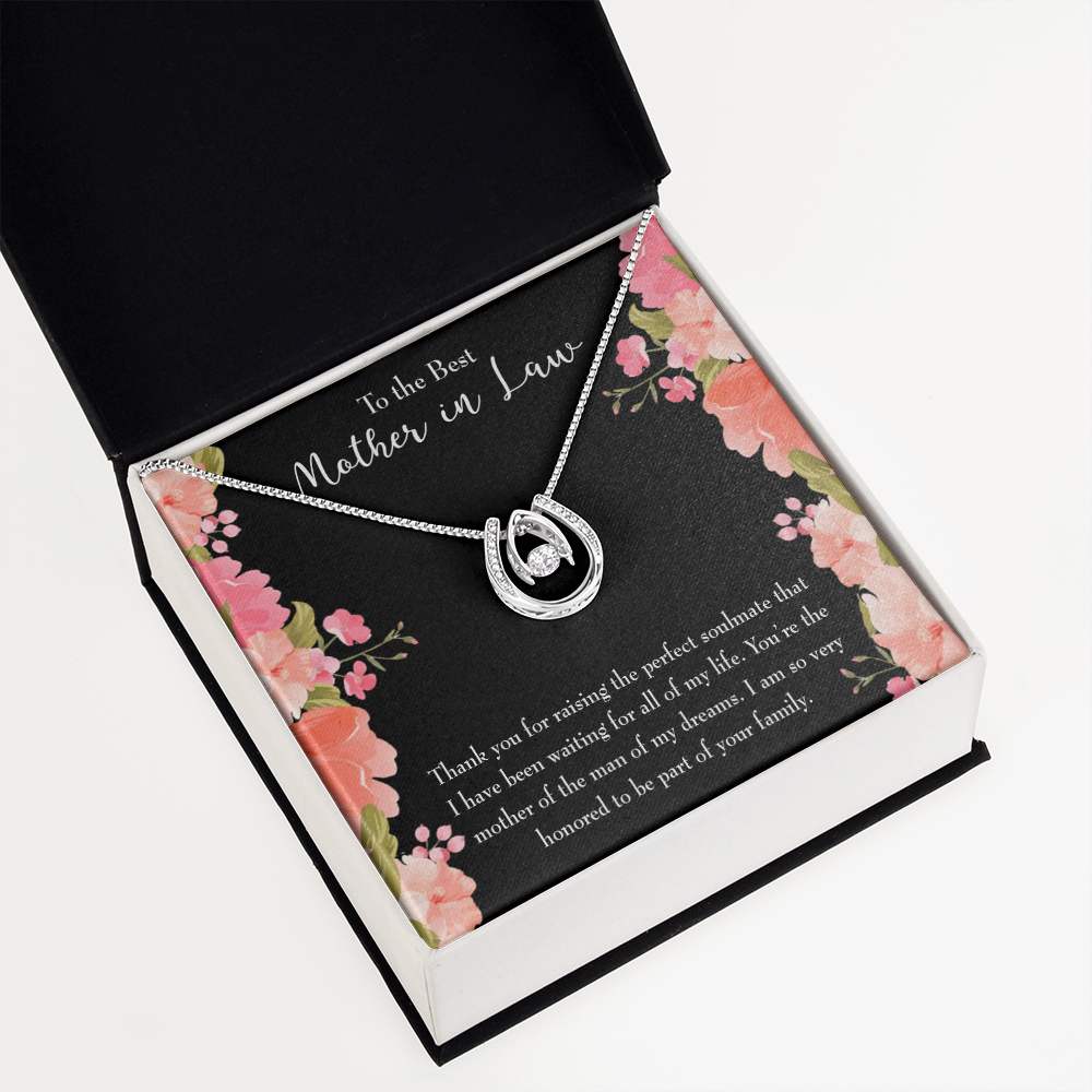 To Mother-in-Law Lucky Horseshoe Necklace Message Card 14k w CZ Crystals-Express Your Love Gifts