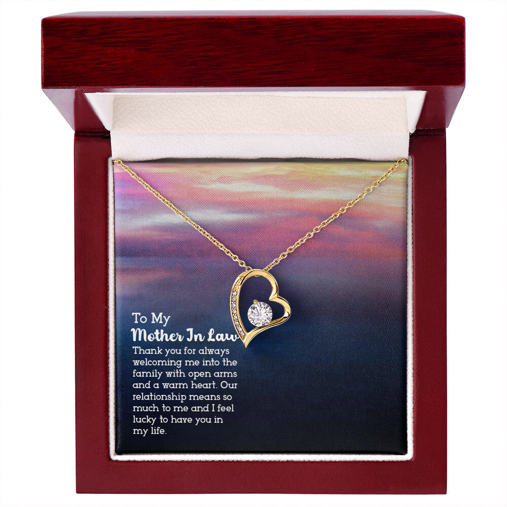 To Mother-in-Law Lucky to have You Forever Necklace w Message Card-Express Your Love Gifts